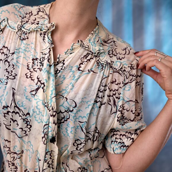 Vintage 1940's Silky Rayon Dress by Nelly Don - Picture 8 of 10